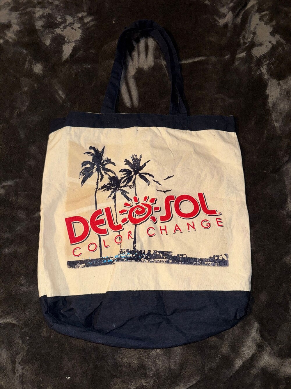 Del Sol Color Change 100% Cotton Tote Bag Navy Trim